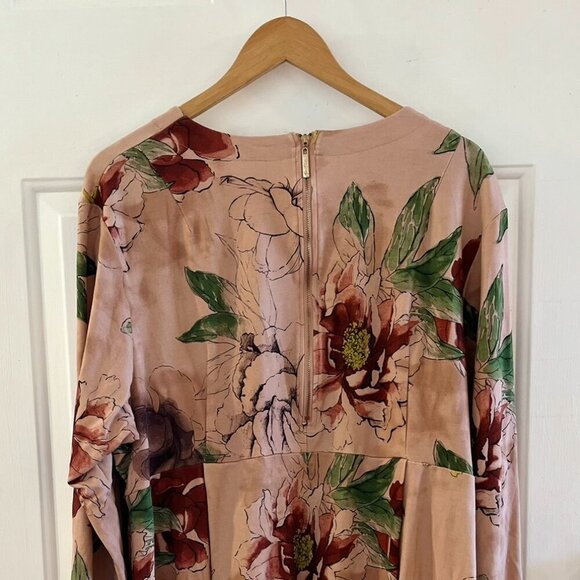 Melissa McCarthy Seven7 Plus-Size Pink Floral Peplum Tunic Sz 3x - Picture 4 of 7